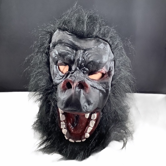 Gorilla Black Latex Full Head Molded Halloween Mask Adult - Picture 1 of 9